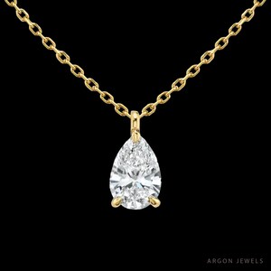 Collar Grace Diamond Pear, colgante solitario de pera, collar con forma de lágrima, collar de diamantes de moissanita con corte de pera, regalo para ella