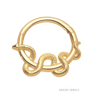 Piercing para el tabique nasal, cartílago, hélice, Daith, serpiente, oro macizo de 14 quilates, Daphne, aro para el cuerpo, joyería para piercing en la nariz