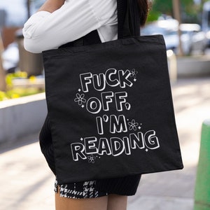 Je vais te faire foutre, cartable, Book Addict, fait main, cartable rigolote, style gothique, humour noir, livresque, sac en toile, fourre-tout, idée cadeau pour livre