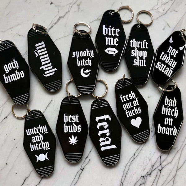 Goth Style, Witch Style, Keychain, Motel Keychain, Retro Keychain, Spooky, Witchy Keychain, Gift Ideas, Goth Style, Handmade,