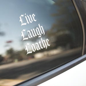 Calcomanía gótica espeluznante para coche, Vive, ríe, detesta, accesorios para coche, pegatinas