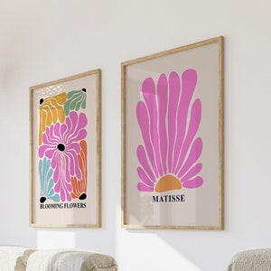 Matisse Wall Art Print Set |  Preppy Room Decor | Pink Digital Wall Art | Room Decor Aesthetic Boho