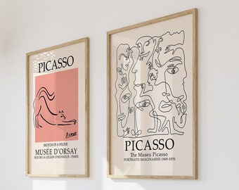 Set of 2 Picasso Wall Prints | Minimalist and Abstract Art | Digital Downloads | Printable Wall Decor