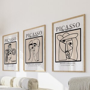 Picasso Print Set of 3 | Mid Century Modern Wall Art | Picasso Digital Wall Art Printables | Minimalist Picasso Room Decor Aesthetic Boho