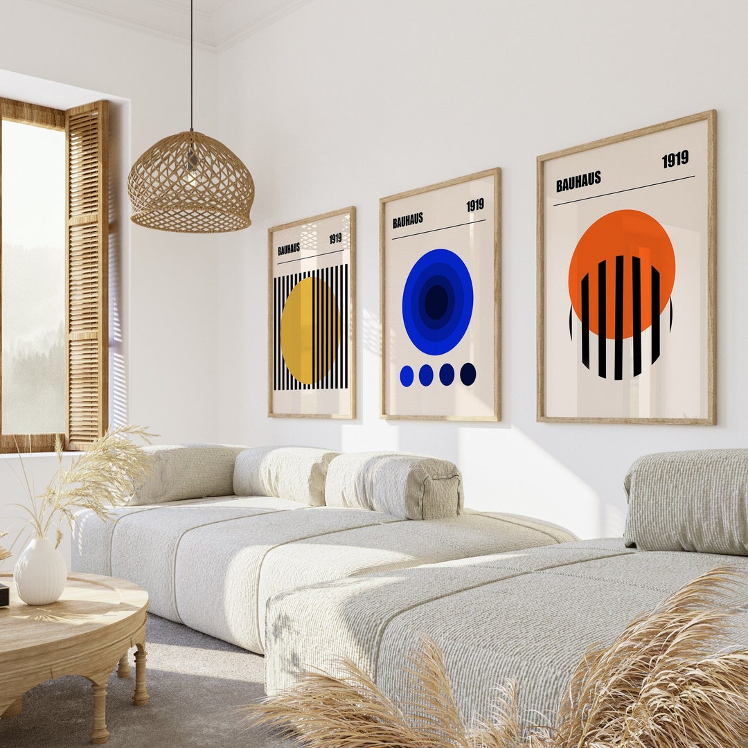 Bauhaus Poster 3 Piece Wall Art | Geometric Wall Art Print | Digital ...