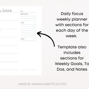 Weekly Planner Printable SIX TEMPLATE BUNDLE, Week at a Glance, Weekly ...