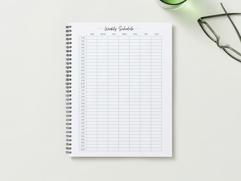 Half Hour Planner, Printable Weekly Schedule, Time Blocking, 30 Minute ...