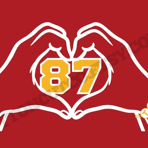 Heart Hands with Friendship Bracelet Travis Kelce 87 Kansas City Simple PNG and SVG for sublimation, heat transfer, screen print transfer
