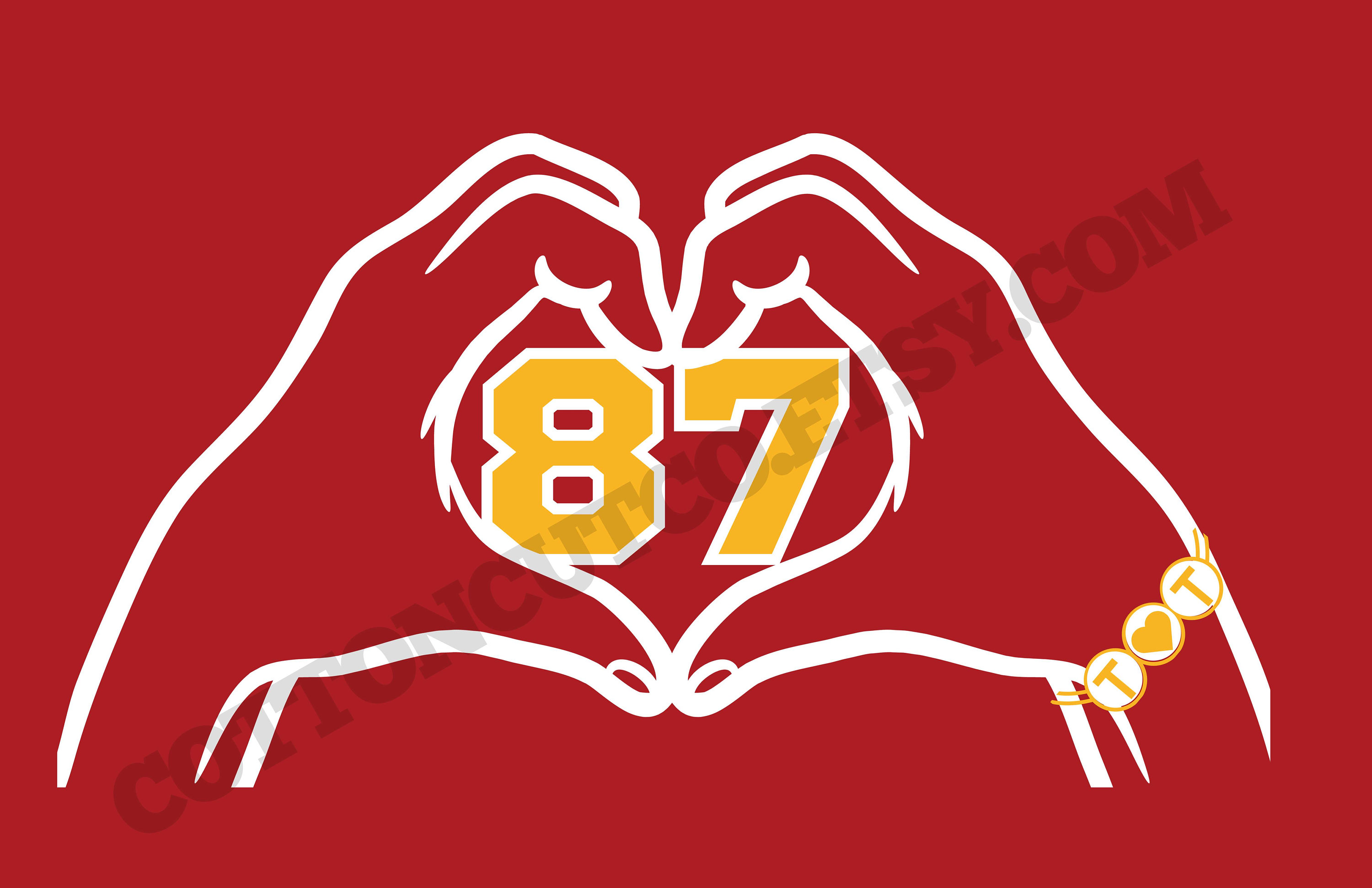 Heart Hands With Friendship Bracelet Travis Kelce 87 Kansas City Simple