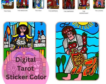 Digital stickers for tarot planner , Major Arcana , Wands , Cups , Sword, Pentacles, tarot workbook, tarot tracker, tarot reading, Spiritual