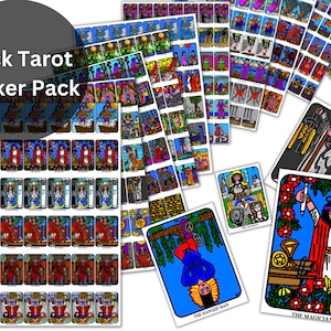 Tarot Card Black Sticker Pack, Tarot Journaling, Tarot Planner, Tarot Sticker Printable Download, Spiritual Stickers