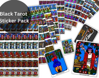 Black Tarot Card Stickers, Mystical Planner Stickers (Digital Download)