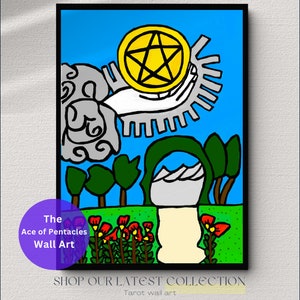 Ace Of Pentacles Tarot Wall Art - tarot print, art print, digital download, fortune art, oracle art, tarot decor, tarot design