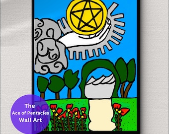 Ace of Pentacles Tarot Art Print – Fortune Card Decor (Digital Download)