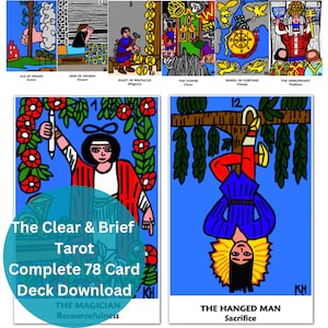 Tarot card deck Printable Download - Clear & Brief Tarot Digital Download 78 Cards, Print Your Own Tarot Cards, Oracle Cards, Tarot Reading