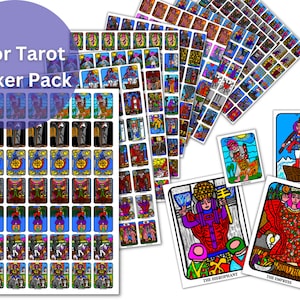 Color Tarot Card Sticker Pack Download, Tarot Journaling, Tarot Planner, Tarot Sticker Printable Download, Spiritual Stickers, Tarot Reading