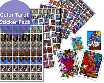 Color Tarot Card Sticker Pack, Spiritual Journaling (Digital Download)