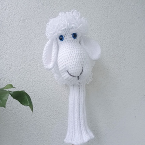 Crochet Lamb Golf Club Cover,Crochet sheep headcover,hand puppet,Lamb Puppet