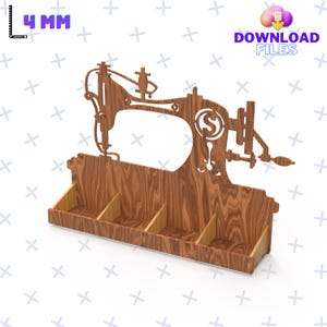 Singer-organisator voor lasergesneden / houten opberger SVG / opbergdoos / desktop-organizer / organisersjabloon / materiaal van 4 mm vinkje