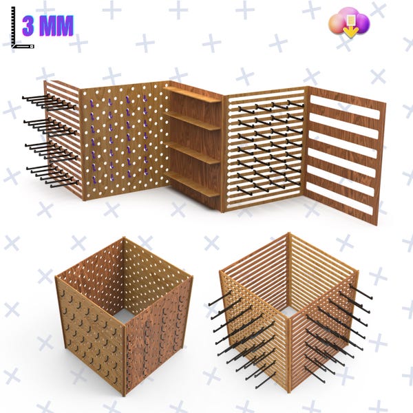 Jewelry Display Stand Laser Cut Files: Earring & Keychain Organizer (SVG, PDF, Ai, DXF)