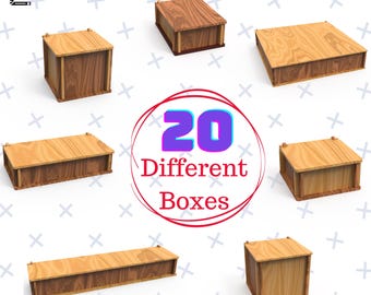 Laser Cut Box With Flip Up Lid / Storage Box / Laser Cut Box / 20 Different Size / 3 MM Material Thickness / Glowforge / DXF,SVG