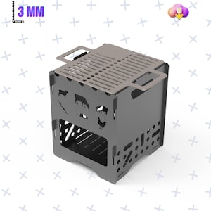 Tragbarer Grillplan / Bbq Dxf Datei / Feuerstelle Für Camping / Zusammenklappbarer Grill / DIY BBQ / CNC Laser Laser Firepit / 3 mm Tick