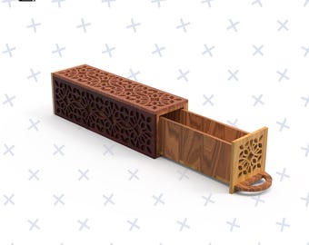 Laser Cut Wooden Drawer Box: Jewelry, Pen Storage (SVG, PDF, Ai, DXF Files)