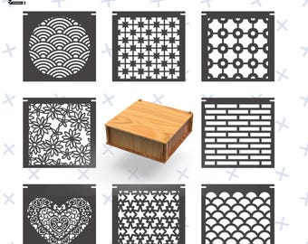 Nine Different Cover Box / Laser Cut Box With Flip Up / Storage Box/ Laser Cut Box / 120 mm x 120 mm x 40 mm / 3 MM Material Thick / SVG,DXF