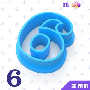 Number 6 , Six , Cookie Cutter STL File Digital Download , Six Cookie Cutter STL File