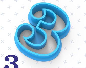 Number 3 Cookie Cutter STL File: 3D Printer Download