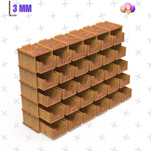 30 Drawer Laser Cut Organizer , Stackable Storage Boxes , Storage System Digital Plans for Laser Cutters , CDR , DXF