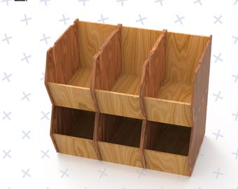 Wooden Stackable Storage Bins Laser Cut SVG , Storage Bins SVG , Storage Organizer  Vector Pattern Organizer