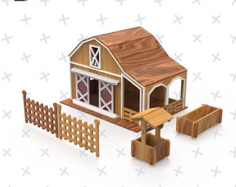Barn , Farm Yard Laser Cut, Barn Model SVG , Wooden Shelf Sitter, Kids Toys SVG, Farm House, Children's Toy