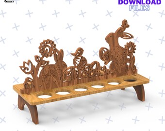 Soporte de huevo de gallina de Pascua para corte láser y CNC / Soporte de huevo SVG / Archivo de corte láser de Pascua / Caja de Pascua