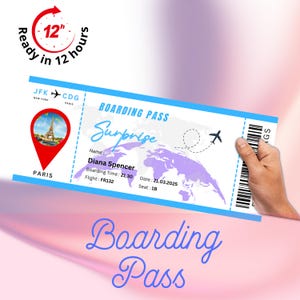 Personalized Airline Ticket Boarding Pass Gift (Printable Digital File)