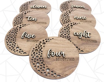 Baby Monthly Milestone Rounds SVG: Laser Cut Files (Digital Download)
