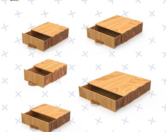 5 Different Size Laser Cut  Drawer Jewelry Box, Wooden Gift box, Laser Cut Wooden Box, Vector Files For  Laser Cutting , SVG DXF AI