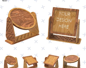 Rotatable and Interchangeable Two Sided Circle Tabletop / Sign Sitter Circle  Tabletop / Decorative Stand / For Laser Cut&CNC / Tabletop SVG