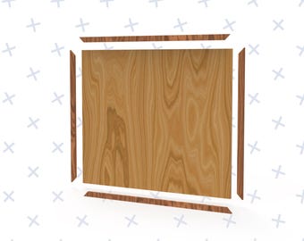 May include: A wooden picture frame with a light brown wood grain finish. The frame has a simple, rectangular design with a slightly raised edge.