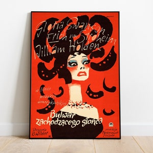 Sunset Boulevard (1950) Director: Billy Wilder. Polish Artwork. Rare foreign print. Film Movie Poster / Digital Download