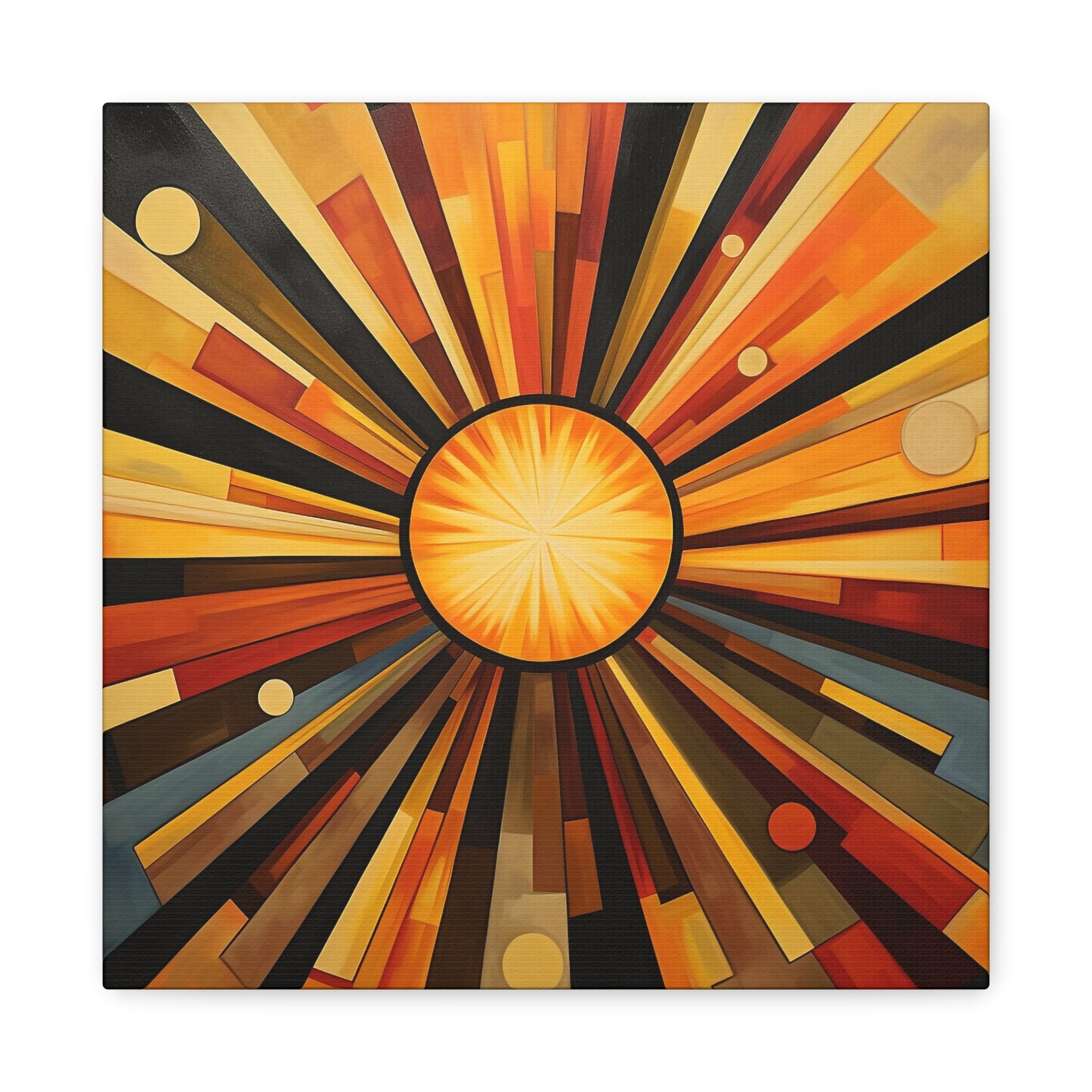 Sunburst Painting - Art Deco Style Painting of Sunburst on Square