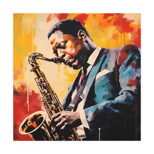 The Bird - Jazz Painting - John Coltrane ready to play his saxaphone