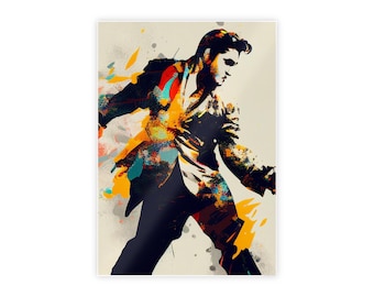 Elvis Poster - abstract wall art poster of Elvis Presley on vertical glossy paper