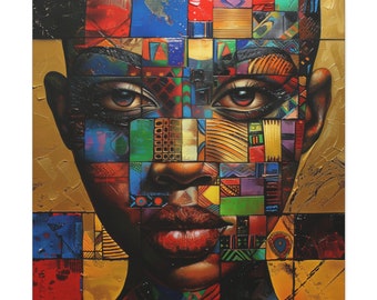 African Painting - African wall art - woman in abstract painting
