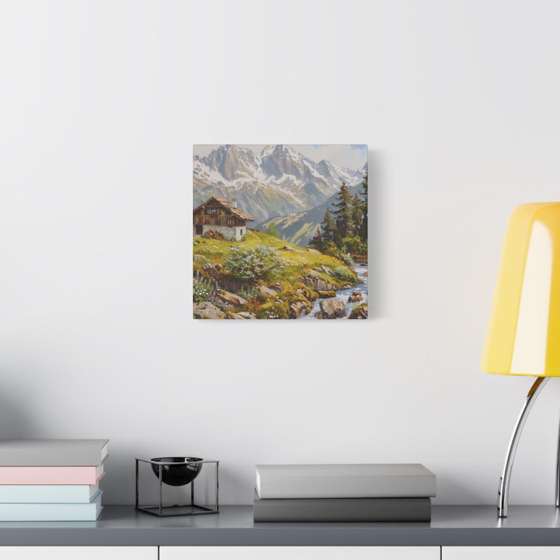 Gemälde der Schweizer Alpen, Berglandschaft der Schweizer Alpen, Dekoration der Schweizer Alpen, Wandkunst mit Motiven der Schweizer Alpen Bild 6