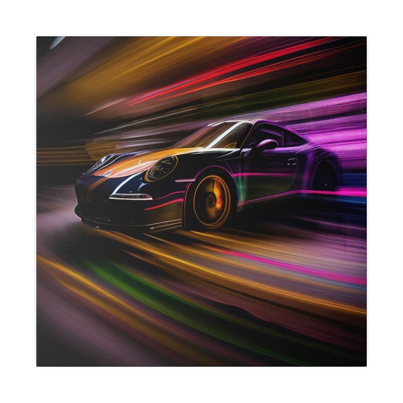 Porsche 911 Wall Art Canvas - Drifting Wind Tunnel With Bright