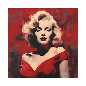 マリリン モンロー ウォール アート - 赤い唇をした白黒のマリリン