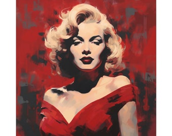 マリリン モンロー ウォール アート - 赤い唇をした白黒の