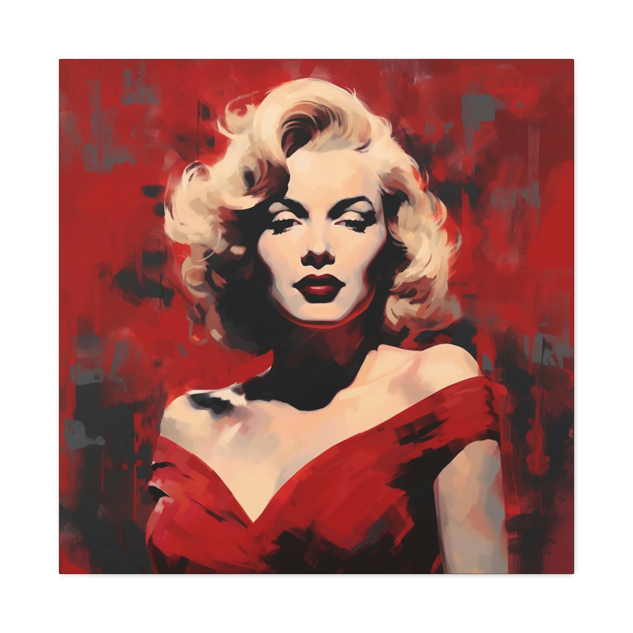 マリリン モンローの絵画 - キャンバスに描かれた赤いマリリン