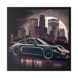 Porsche 911 Wall Art Canvas - cityscape painting